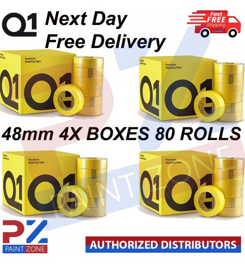 4X Q1 MASKING TAPE PREMIUM AUTOMOTIVE 48mm x 50mm - Next Day Free DELIVERY